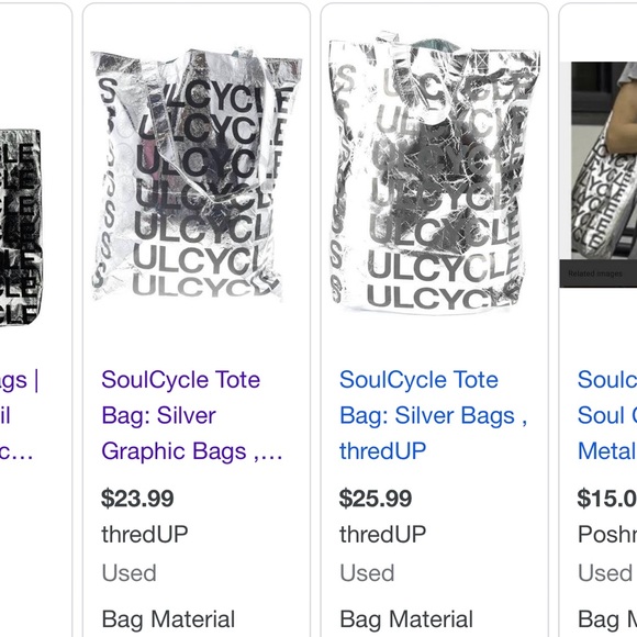 Soulcycle Silver tote/workout bag. - Picture 7 of 7
